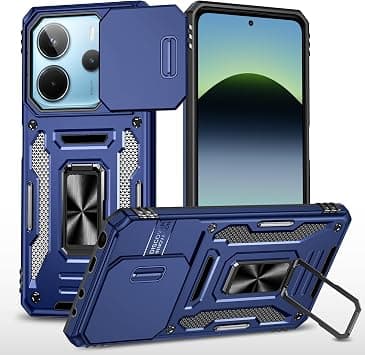 Slide Camera Cover for Xiaomi Redmi Note 14 4G/5G,Kickstand with Built-in 360° Rotate Magnetic Ring Stand Shockproof Protective Armor Cover,Blue على Amazon.ae - متتبع الأسعار
