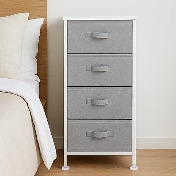 Amazon Basics Fabric 4-Drawer Storage Organiser Unit with Durable Steel Frame and Removable Drawers, White - Amazon.sa Price Tracker