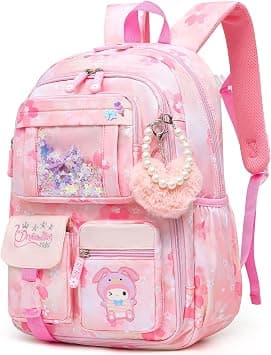 Lovely Girls Backpack School Bag for Students Kids Book Bag with Multiple Pockets Splash-proof Children's Backpack(17inch Pink) على Amazon.ae - متتبع الأسعار