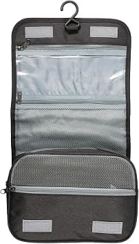 YelaJoy Hanging Toiletry Bag - 3 Compartments Waterproof Foldable Organizer, Portable for Men/Women (Black) on Amazon - Best Deal Finder