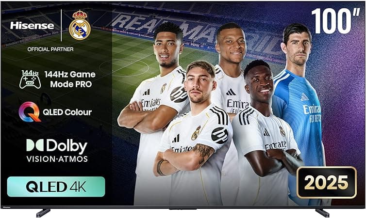 Hisense 100-Inch 4K QLED Smart TV – Best for Home Theater & Gaming | 144 Hz Game Mode, VRR, QLED Color, Dolby Vision & Atmos, AI Picture, HDR10+, Netflix & Prime Video (100Q7Q - 2025) on Amazon.ae - Price Tracker