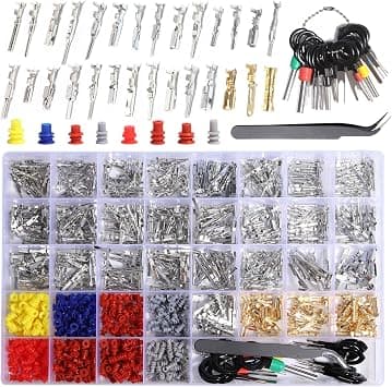 Connector Pins Kit, Automotive Crimped Terminal Pins, Male, Female Wire Seals, 1/1.5/1.8/2.2/2.3/2.5/2.8/3.5mm, Wire Crimp Tool, Non-Insulated Plug Crimp Set for Motorcycle, Car Electrical Repairs على Amazon.ae - متتبع الأسعار
