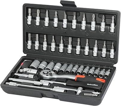 ValueMax 46-Piece Socket Wrench Set | 1/4“ Socket Set | Cr-V Steel Ratchet Set | Mechanic Tool Kit | Car Repair Tools on Amazon.ae - Price Tracker