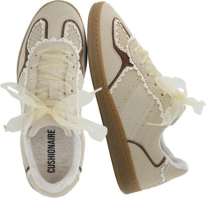 CUSHIONAIRE Belinda Women’s Lace Detail Casual Sneakers – Elegant Ribbon Lace-Up Shoes with Memory Foam on Amazon.ae - Price Tracker