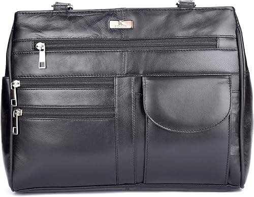 K London Ladies Leather Handbag in Soft Leather - Womens Designer Shoulder Hand Bag with 2 Top Handles – 8 Pockets 2 Zipped Main Sections – Practical (KL_1733_Parent) on Amazon.ae - Price Tracker