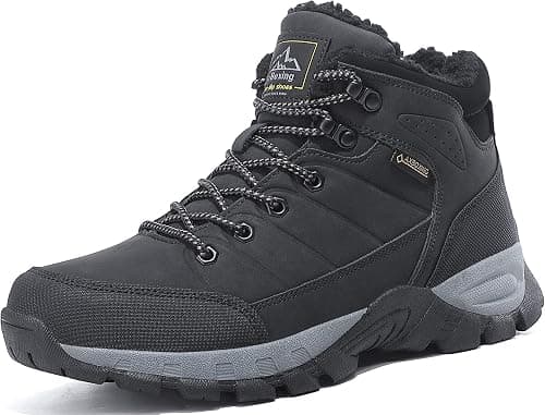 ARRIGO BELLO Walking Boots Mens Winter Snow Boot Hiking Warm Fur Ankle Trekking Leather Non-Slip Outdoor Shoes Size 41-46 on Amazon.ae - Price Tracker