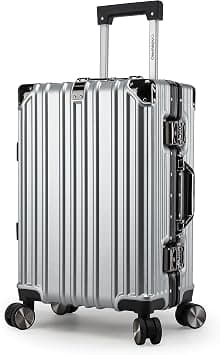 Cabin Pro Light Weight Aluminum Frame Fashion Trolley Luggage Polycarbonate Hard Case Carry on Suitcase with 4 Quite 360° Double Spinner wheels, CP001 (Carry-On 20-Inch, Silver) on Amazon.sa - Price Tracker