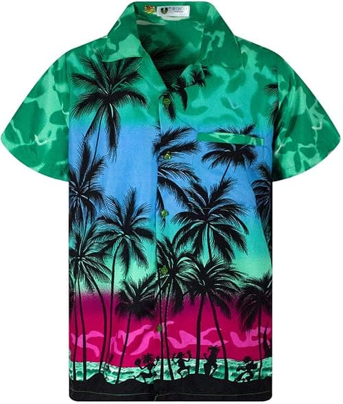 V.H.O. Funky Hawaiibluse Hawaiihemd Damen Kurzarm Fronttasche Hawaii-Print Strand Beach Palmen Diverse Farben on Amazon.ae - Price Tracker