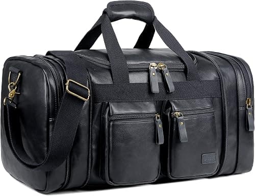 Baosha Vegan Leather Travel Duffel Weekender Bag Carry on Overnight Bag Sports Duffel bag For men and Women HB-21 (Black) on Amazon - Best Deal Finder