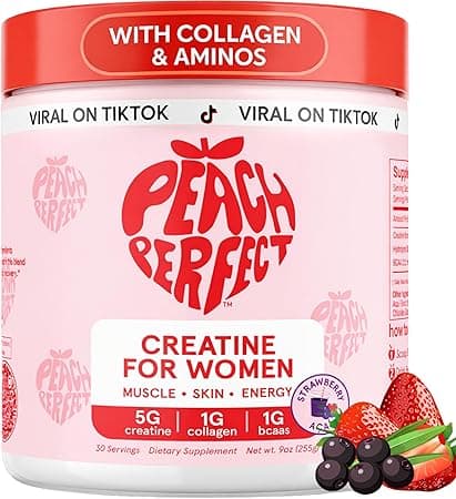 Peach Perfect Creatine Monohydrate Powder, Glute Builder Creatine for Women with Collagen, BCAAs, 5g Vegan Micronized Creatine per Serving, for Energy, Muscle Support, 30 SVG, Strawberry Acai on Amazon.ae - Price Tracker
