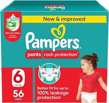 Pampers Rash Protection, Size 6, 16+ kg, Jumbo Box, 56 Diaper Pants - متتبع أسعار Amazon.sa