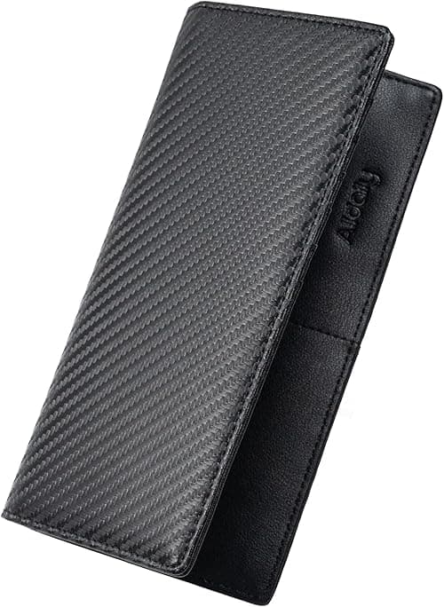 Alldaily Bifold Long Slim Wallets for men, Leather RFID Blocking Credit Card Holder with ID Window on Amazon.ae - Price Tracker