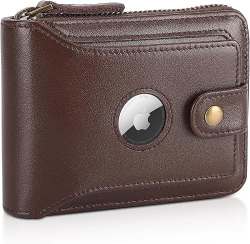 Polare Leather Wallet for Men Bifold RFID Blocking Cash Credit Card Case with Air Tag Slot and YKK Zip Coin Pocket on Amazon.ae - Price Tracker