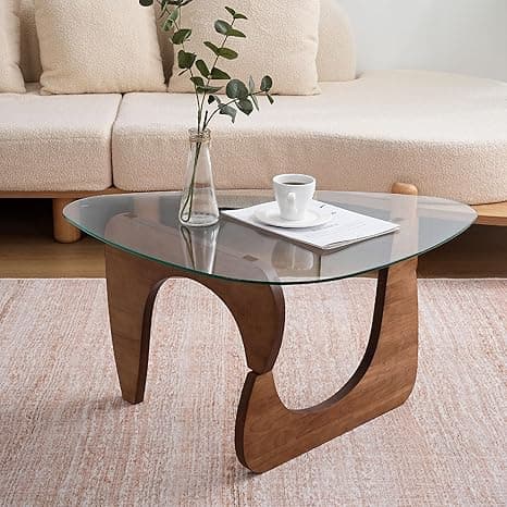 Coffee Tables, Center Tea Table for Living Room, Triangle Glass Table with Wooden Base, Coffee Tea Table Mid-Century Modern Coffee Desk, End Table for Study Room Office Hotel Balcony Furniture on Amazon.ae - Price Tracker