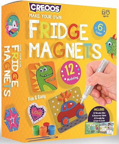 Creoos Magnetic Mini Tiles Arts & Crafts for Kids Make Your Own Fridge Magnets 12 Wood Tiles Painting Kits Toys for Girls Boys Stickers Gems Craft Summer Activities Art Set DIY Supplies Birthday Gifts on Amazon.ae - Price Tracker