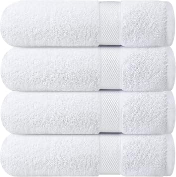 Infinitee Xclusives Premium Bath Towels Set Pack of 4-100% Ring Spun Cotton Bath Towels 70cm x 140cm - Highly Absorbent Durable Towels, Perfect for Daily Use (Brilliant White, Bath Towels) on Amazon.ae - Price Tracker