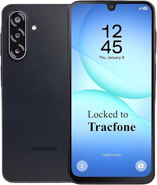 Tracfone Samsung Galaxy A17 5G, 128GB, Black - Prepaid Smartphone (Locked to Tracfone) - 6.7" Super AMOLED 90Hz Display, 50MP Triple Camera with OIS, 5,000mAh Battery, 4GB RAM, Android 16 على Amazon.ae - متتبع الأسعار