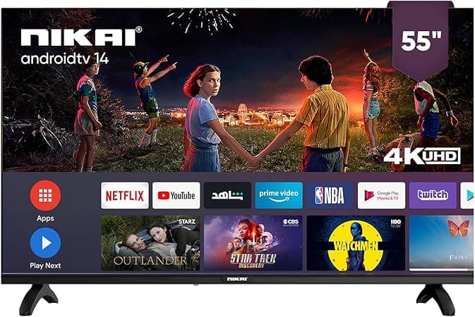 Nikai 55" Ultra HD 4K Smart LED TV, Android 14, Built-in WiFi, 60Hz Refresh Rate, Quad-Core Processor, 3 HDMI Ports, 2 USB Ports, Slim Frame - UHD5510SLED on Amazon.ae - Price Tracker