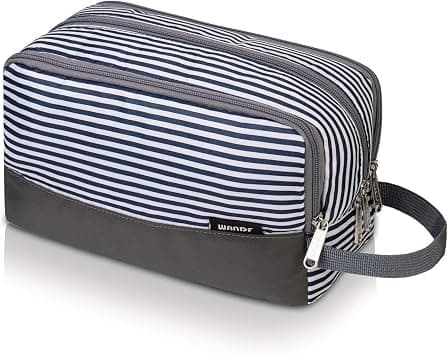 Toiletry Bag Small Nylon Dopp Kit Lightweight Shaving Bag for Men and Women (Blue Stripe) on Amazon - Best Deal Finder
