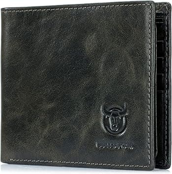 BULLCAPTAIN RFID Wallets for Men Slim Bifold Genuine Leather Front Pocket Wallet with 2 ID Windows QB-05(Forest Green) on Amazon.ae - Price Tracker