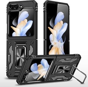 Slide Camera Cover for Samsung Galaxy Z FLIP 6,Kickstand with Built-in 360° Rotate Magnetic Ring Stand Shockproof Protective Armor Cover,Black on Amazon.ae - Price Tracker
