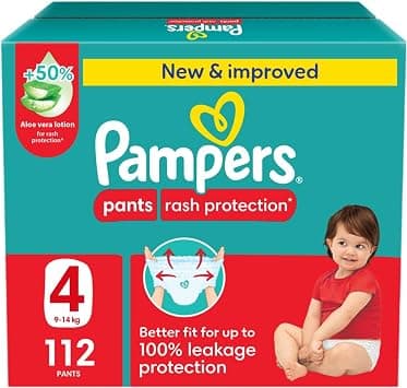 Pampers Rash Protection, Size 4, 9-14 kg, Giant Box, 112 Diaper Pants - متتبع أسعار Amazon.sa