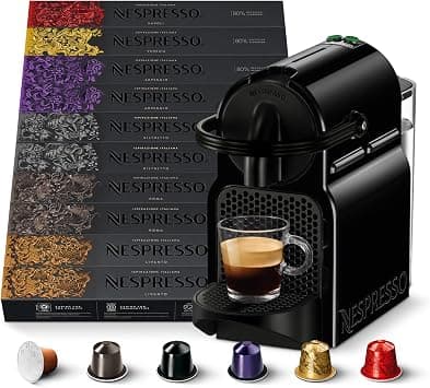 Nespresso Inissia EN80B Coffee Machine and 100 Capsules – Inissia EN80B Coffee Machine by De'Longhi with 100 Coffee Capsules Selection Italian Inspiration, Recyclable, Original Line على Amazon.ae - متتبع الأسعار