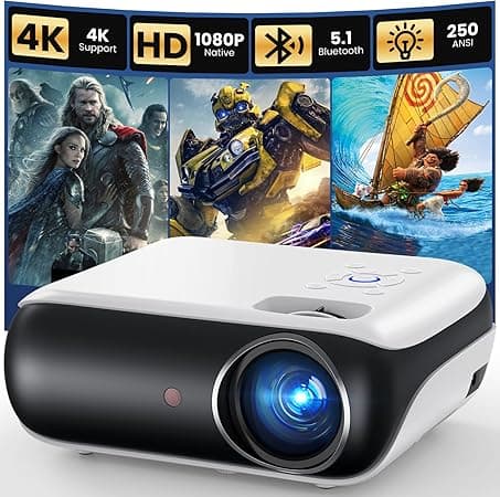 HAPPRUN Projector, Bluetooth Projector 1080p, Portable Outdoor Projector With Speaker, 200" Support 9500L Mini Movie Projector Compatible with Smartphone/HDMI/USB/AV/Fire Stick on Amazon.ae - Price Tracker