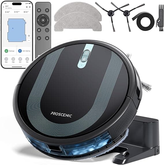 Proscenic 850T Robot Vacuum and Mop Combo, Ultra Slim, 3000 Pa Powerful Suction Automatic Vacuum Cleaner with 120 Min Run, Self-Charging, WiFi APP Customized Cleaning for Home Floor, Pet Hair, Carpet on Amazon.ae - Price Tracker