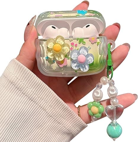 for Airpod Pro 3 Case 2025 Cute Aesthetic 3D Flower with Keychain Clear TPU Protective Cover Compatible with AirPods Pro 3rd Generation Case for Girls Women (Floral Blue Yellow) on Amazon.ae - Price Tracker