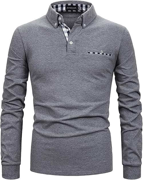 Men Polo Shirt Long Sleeve Cotton Golf T-Shirt Casual Tops on Amazon.ae - Price Tracker