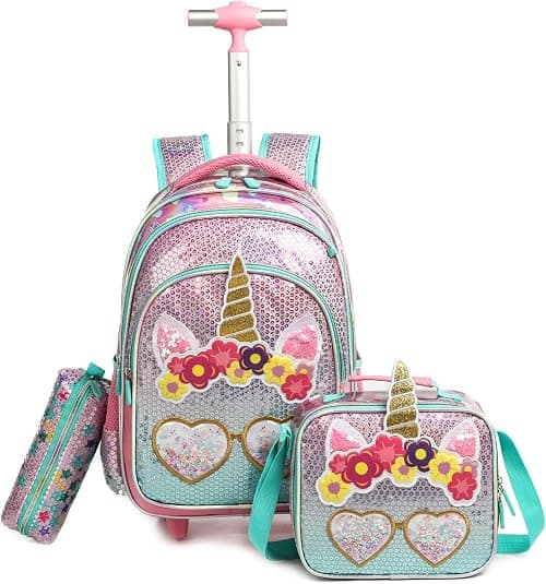 Kids Rolling Backpack for Girls With Wheels School Bags Elementary on Amazon.ae - Price Tracker