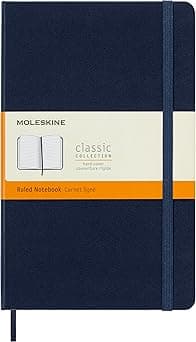 Moleskine Classic Notebook, Hard Cover, Large (12.7 cm x 21 cm) Ruled/Lined, Sapphire Blue, 240 Pages - متتبع أسعار Amazon.sa