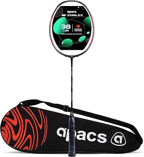 Apacs Z-Ziggler (Unstrung, 38 LBS Max Tension) 6.4mm Slim Shaft | Made in Vietnam | 100% Japanese Graphite Badminton Racket with Free Full Cover | G2-4 1/8 inches على Amazon.ae - متتبع الأسعار