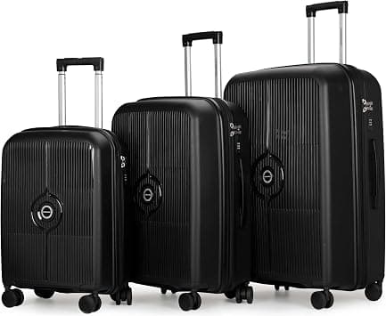 Cabinpro Unisex Expandable PP Fashion Trolley Luggage Set Lightweight Hard Shell Spinner luggage with 360° Degree 4 Twin Wheel and Double Zippers CP003 (Set of 3, Black) on Amazon.ae - Price Tracker