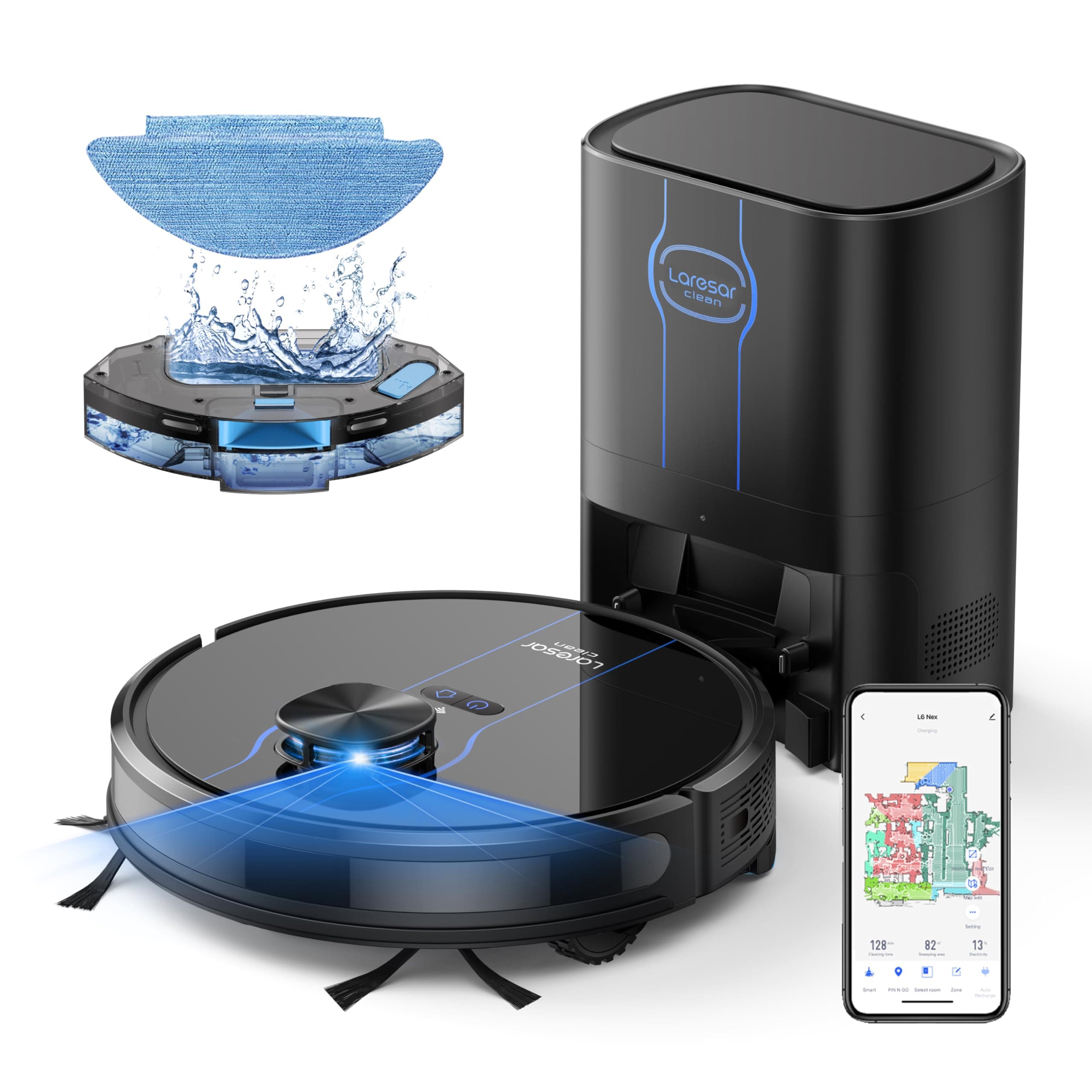 Robot Vacuum and Mop Combo, 5000Pa Robotic Vacuum with Self Emptying Dock for 60 Days, Smart Lidar Navigation Robot Vacuum Cleaner, Mapping, APP/Voice Control for Per Hair, Hard Floor and Carpet on Amazon.ae - Price Tracker