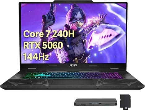 msi Cyborg 15.6" 144Hz FHD IPS Gaming Laptop, Intel Core 7-240H, 16GB RAM, 2TB Storage (1TB SSD+1TB Docking Station Set), GeForce RTX 5060, Backlit Keyboard, HD Webcam, Wi-Fi 6E, Win 11 Pro, Black على Amazon.ae - متتبع الأسعار