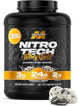 Muscletech Nitro Tech Ultra-Pure Whey Protein Formula for Fast Recovery Gluten Free with 24 grams Protein, 5.3 grams BCAAs & 4 grams Glutamine & Precursor Protein Drink, Cookies & Cream, 5.00 lbs on Amazon.sa - Price Tracker