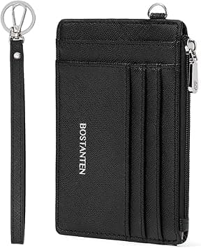 BOSTANTEN Small Wallet For Women RFID Leather Credit Card Holder Slim Wristlet Keychain Wallet With Zipper Pocket Black on Amazon.ae - Price Tracker