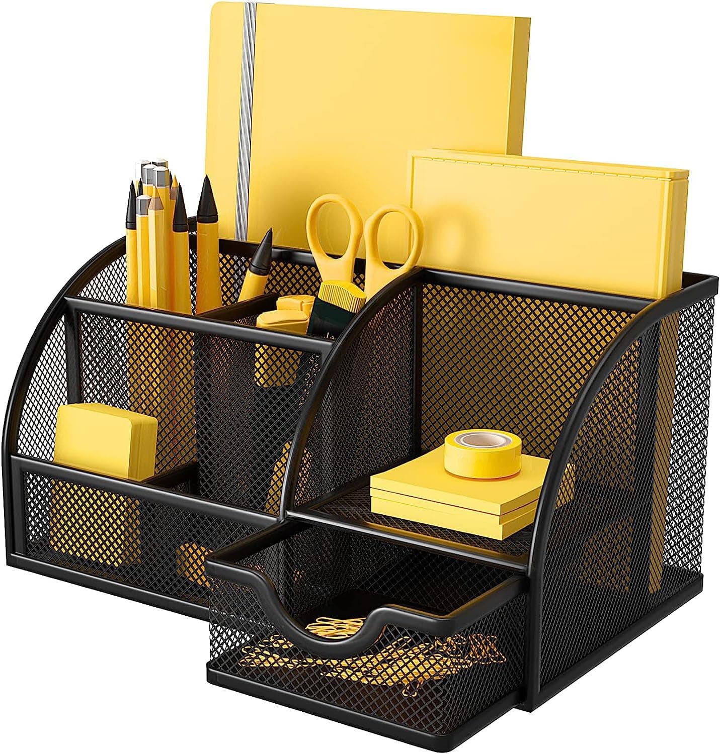 Nnewvante Mesh Desktop Organiser Multi-functional Desktop Office Supplies Shelf, Desktop Organiser for Office Supplies and Desktop with More Space for Home, School and Classroom (Black) on Amazon.ae - Price Tracker