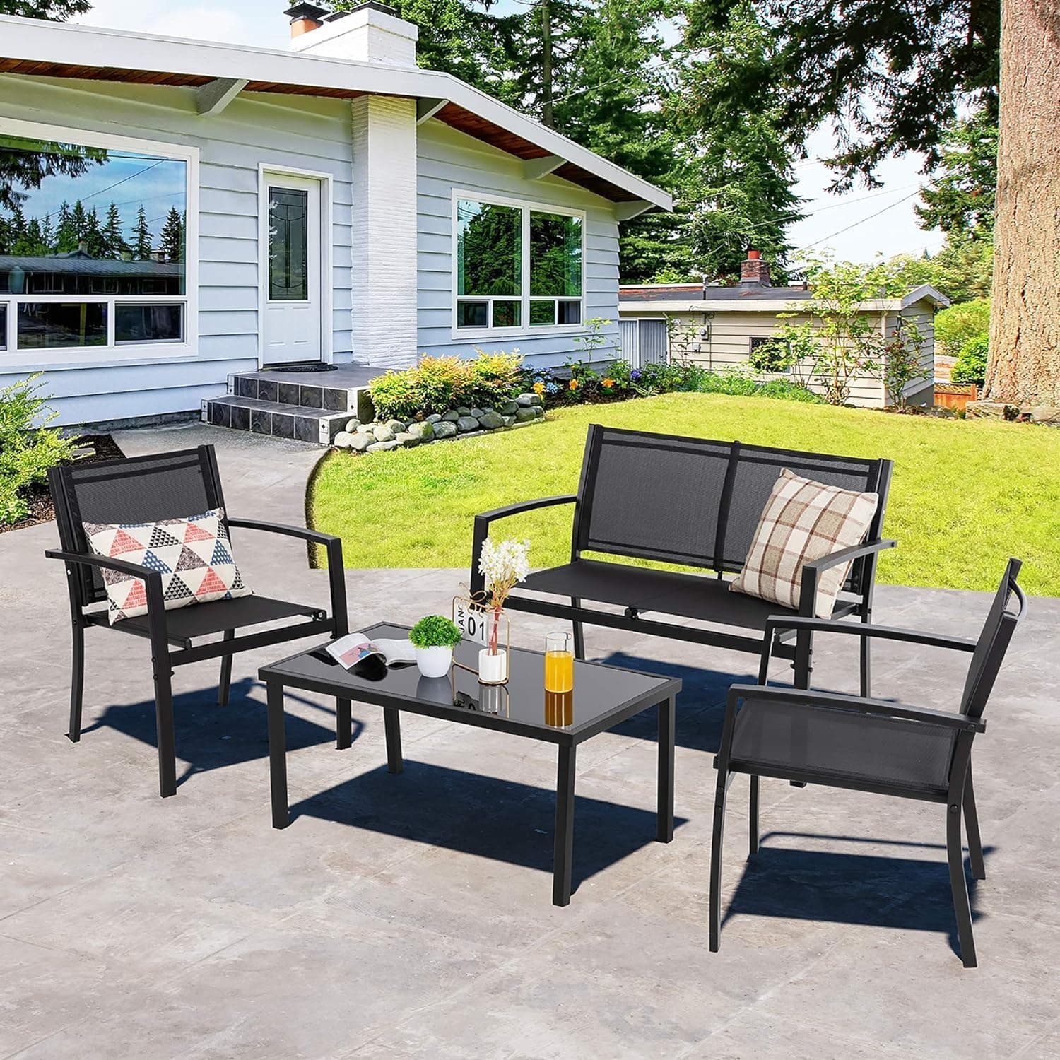 Anovara Outdoor Furniture Balcony Furniture 4 Pieces Garden Outdoor Furniture Set include 3 Chairs and 1 Coffee Table on Amazon.ae - Price Tracker
