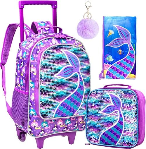 Rolling Backpack for Girls and Boys, Wheeled Kids Bookbag - Elementary Luggage School Bag on Amazon.ae - Price Tracker