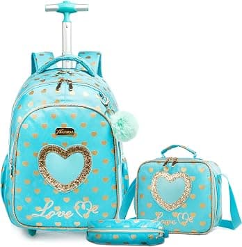 School Bags Kids Rolling Backpack for Girls Kids Luggage Suitcase With Wheels, 5315-lanjinaixin-blue, 17, Travel Backpacks على Amazon.ae - متتبع الأسعار