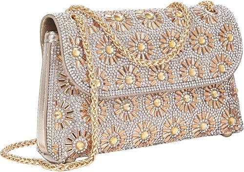 KASTWAVE Women's Wedding Purse, Shoulder Bags Crossbody Bag Purses Handbags Crystals Rhinestone Evening Bag for Women Clutch Purse with Chain on Amazon - Best Deal Finder
