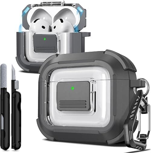 R-fun for AirPods 4th Generation Protective Case, Compatible with Magsafe, Magnetic Automatic Lock, with Cleaning Kit, Suitable for Airpods 4 Protective Case (2024) -Gray on Amazon - Best Deal Finder