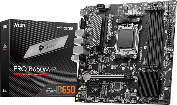 MSI Pro B650M-P AM5 mATX Motherboard, AMD B650 Chipset, 4x DDR5 Slots, 192GB Max Memory, 1x PCI-E x16, 2x M.2 Storage Slot, 4x SATA 6G, Realtek 8125BG 2.5G LAN, HDMI/DP/VGA - Black على Amazon.ae - متتبع الأسعار