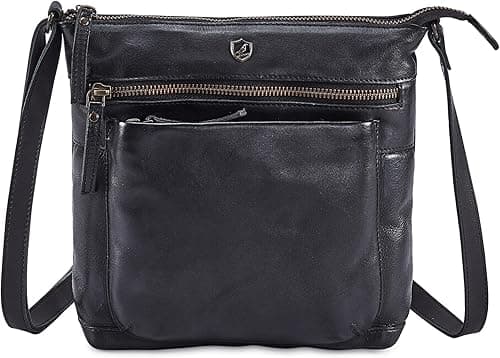 Cochoa Women's Real Leather Small Triple Zip Crossbody Bags Purse Travel Bag, Black, 9" x 9" x 1.5", Crossbody on Amazon.ae - Price Tracker
