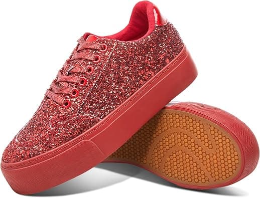 Jeekopeg Glitter Platform Sneakers Women Casual Sequin Sparkly Shoes Bling Thick Sole Walking Shoes Shiny Sequin Wedding Sneakers for Lady على Amazon.ae - متتبع الأسعار