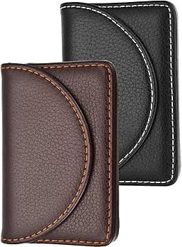 Angju 2 PCS Leather Business Card Case Holder, Pocket Cards Wallet Case for Men Women Name Card Case Holder with Magnetic Shut, Holds 25 Business Cards on Amazon.ae - Price Tracker