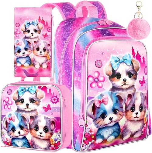 'gxtvo 3PCS Girls Backpack, 16'' Kids Bookbag with Lunch Box, Water Resistant School Bag for Elementary Prechool Toddler' على Amazon.ae - متتبع الأسعار